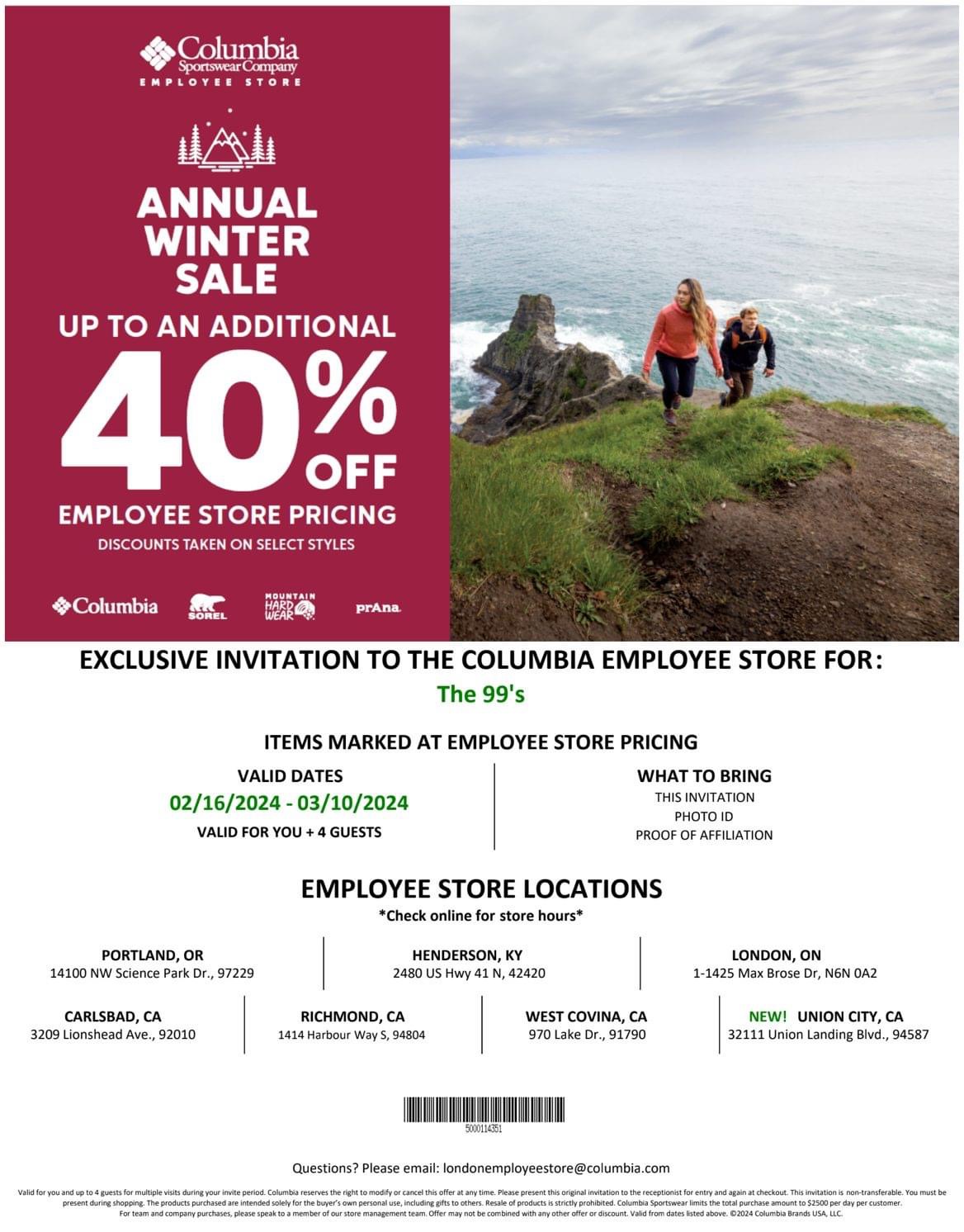 You are currently viewing Our Columbia Employee Store Invite has arrived​!